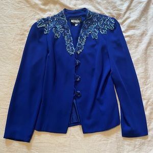 Royal Blue Sequin Embroidered Blazer from Ursula